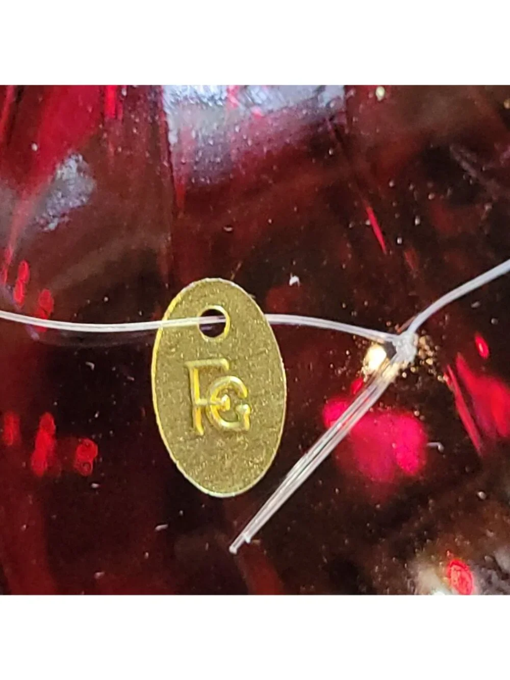 Frontgate Christmas Ornament 20 Pc Burgundy Gold Green Glass Glitter Bauble Flaw